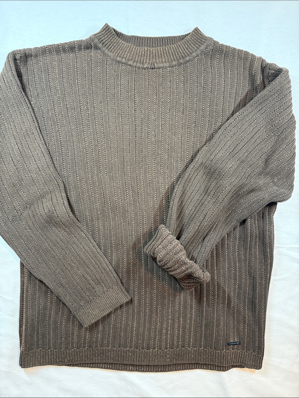 Y2K Alex Cannon Ribbed Knit Crewneck Sweater Brown 100% Cotton XL